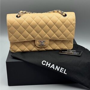 Chanel Beige Caviar Medium double flap Classic Bag
